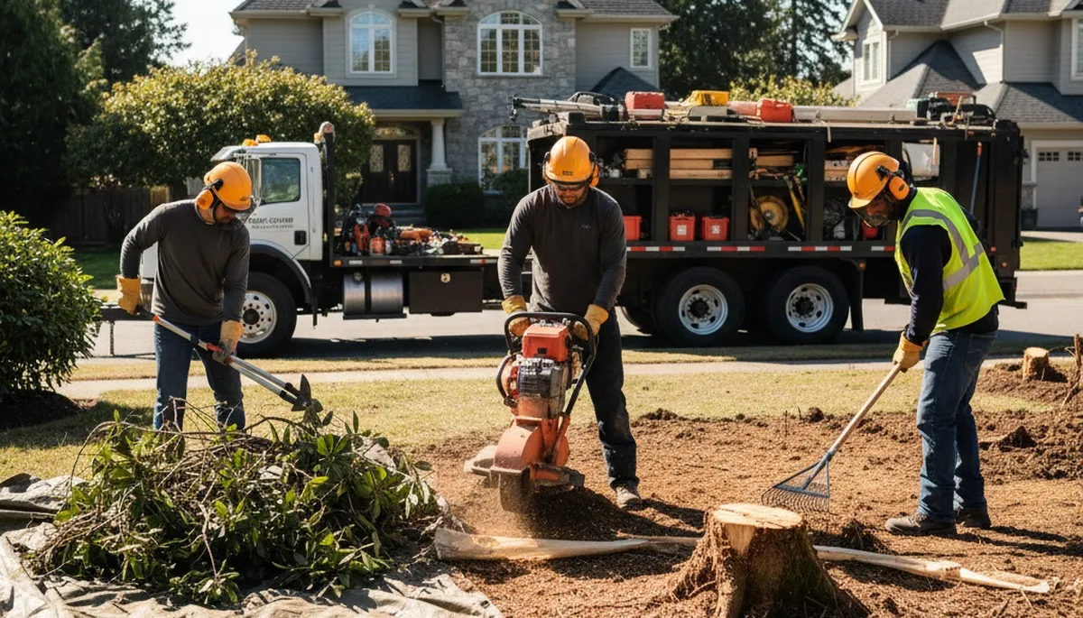 Arbor Tree Care removing overgrown shrubs in Bakersfield, CA for clean, efficient landscape cleanup