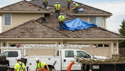 Bakersfield, CA arborist removing storm-damaged tree limbs for safe cleanup and tree care