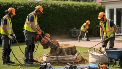 Bakersfield, CA tree service removing a stump to clear usable yard space