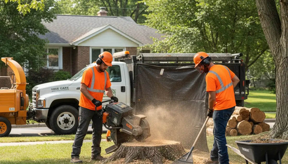Stump removal service in Bakersfield, CA by Arbor Tree Care clearing a tree stump safely