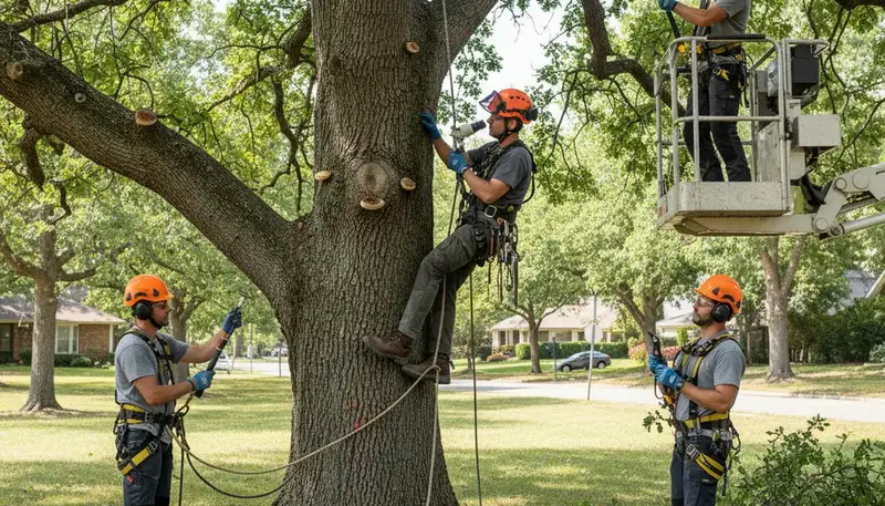 Bakersfield, CA arborist treating diseased trees for fungal and bacterial tree care services