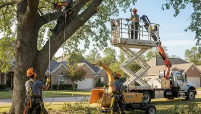 Bakersfield, CA arborists removing a tree safely for local tree removal service