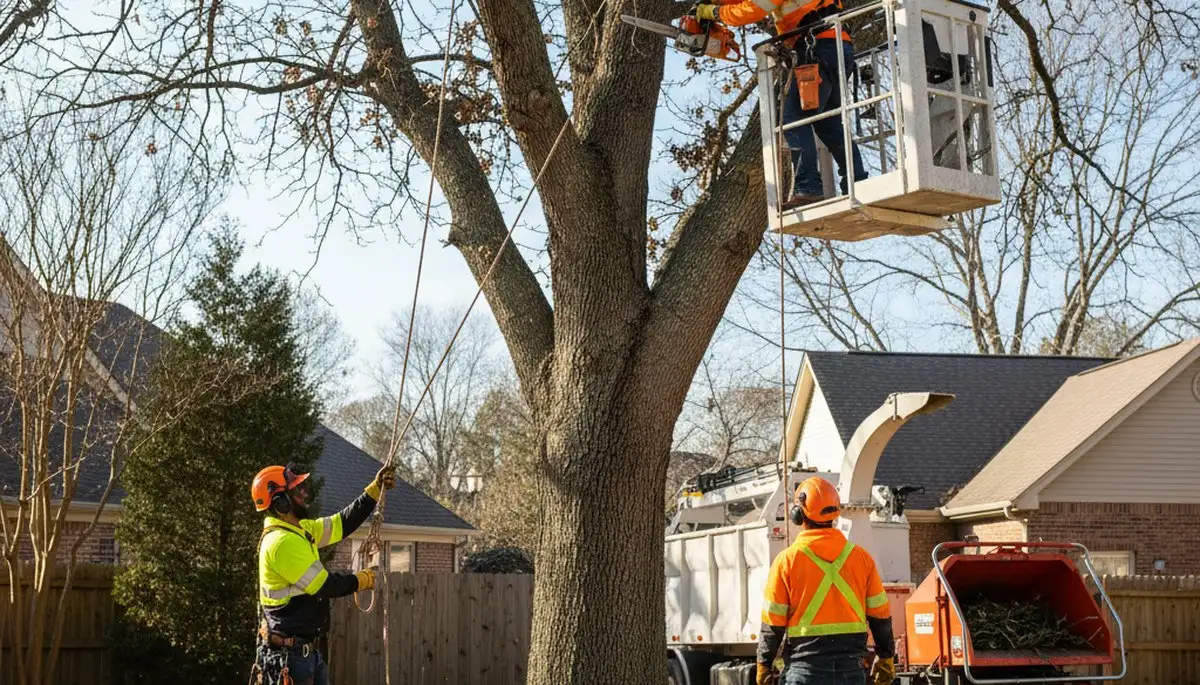 Bakersfield, CA arborists removing a dangerous tree for safe tree removal service
