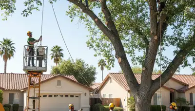 Tree service crew in Bakersfield, CA providing professional tree trimming and maintenance