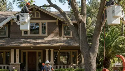 Tree service crew in Bakersfield, CA providing professional tree trimming and maintenance