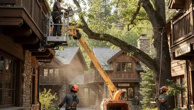 Tree service crew trimming trees in Bakersfield, CA for safe, professional property care