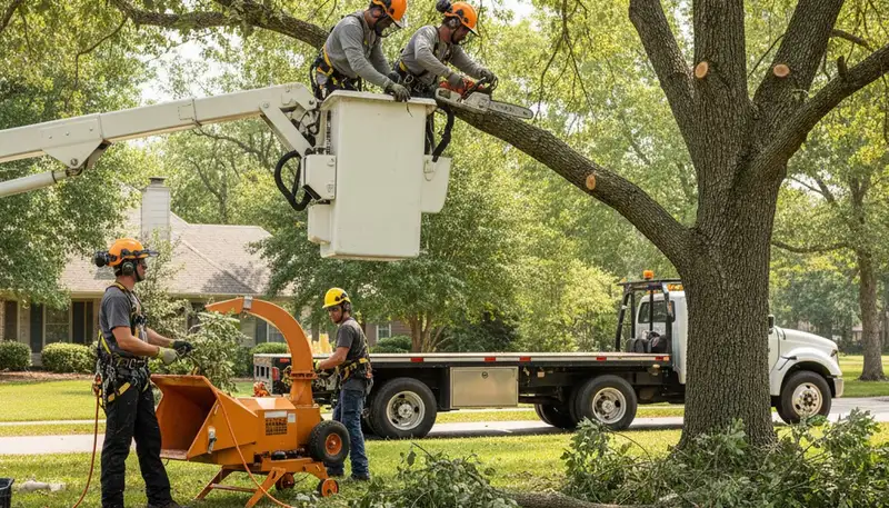 Bakersfield, CA tree trimming crew pruning trees for safer, healthier landscaping