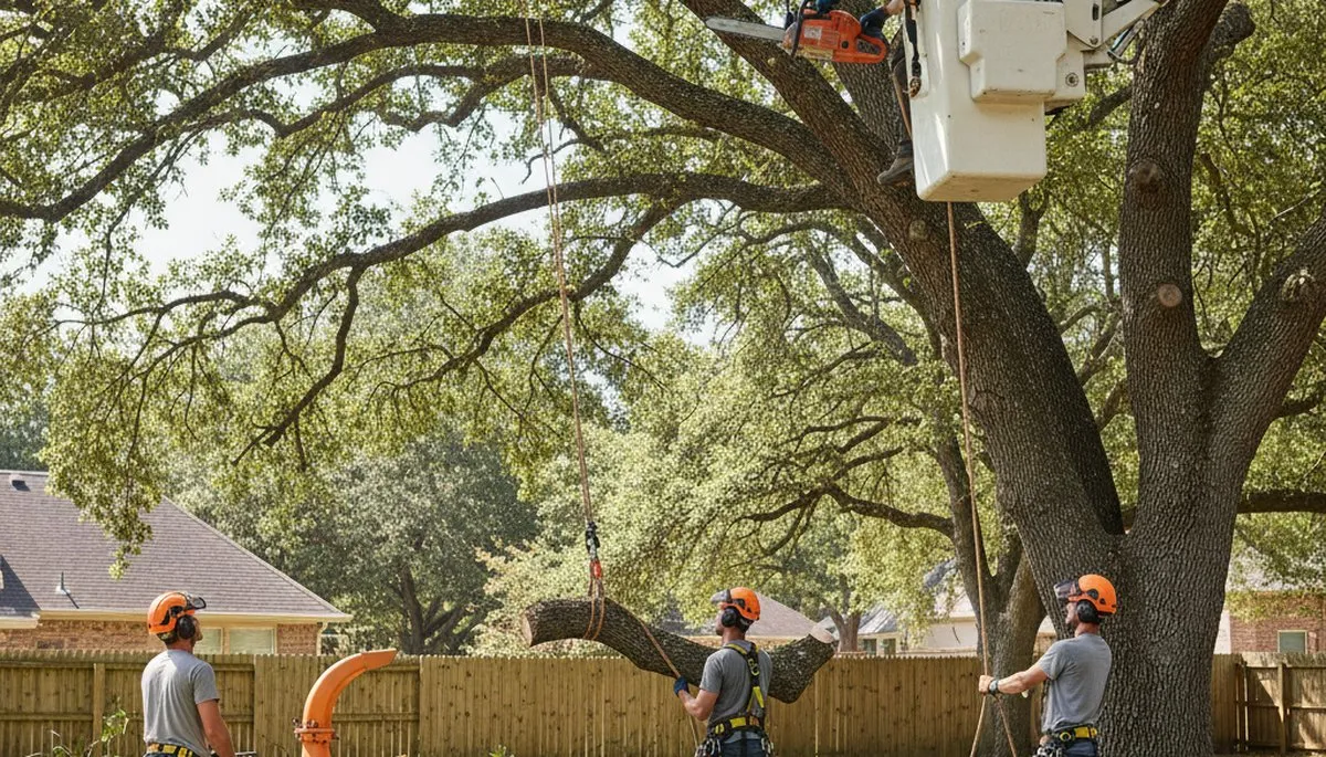 Bakersfield, CA tree trimming crew pruning trees for safety, health, and curb appeal